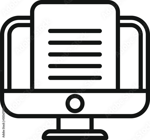 Pc print icon outline vector. Printer press. Copy paper