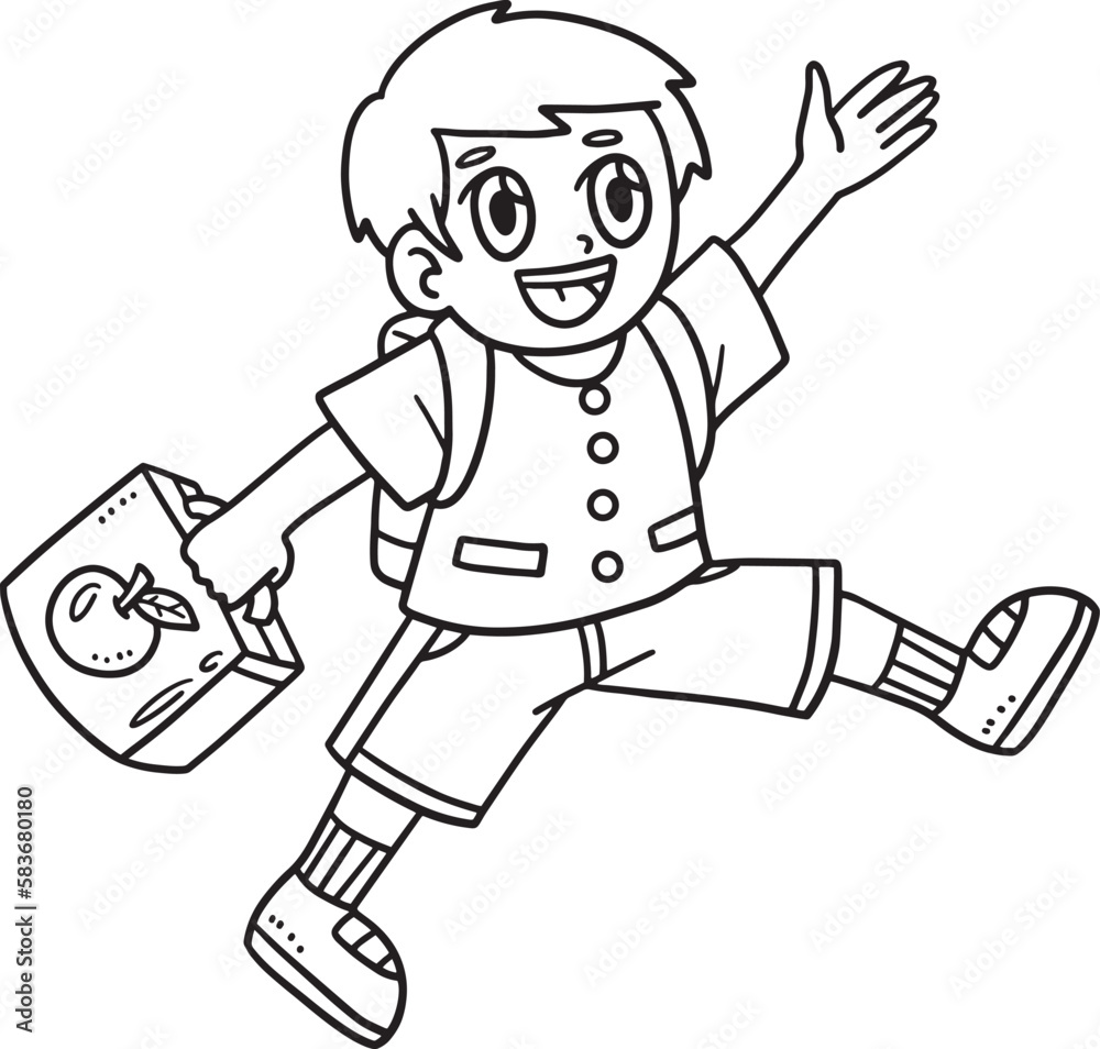 Back To School Happy Student Isolated Coloring Back To School Happy Student Isolated Coloring