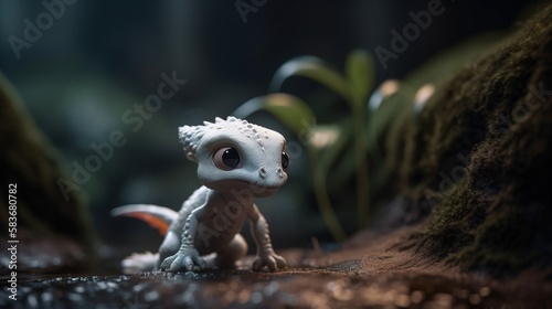 Fantasy 3D Art of a cute Dragon. Generative AI.