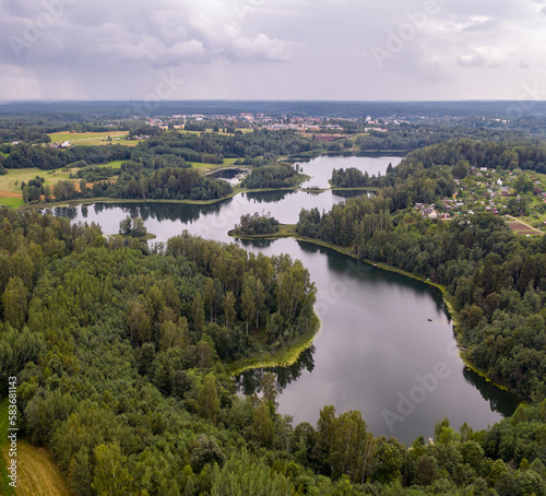 Zirga lake in the territory of Krāslava town at the end of summer.