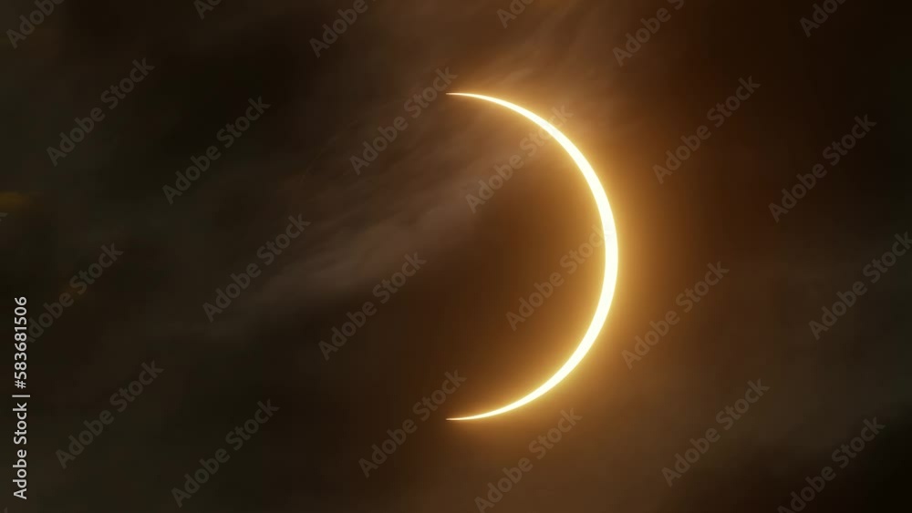 The moon about to pass in front of the sun creating a total solar eclipse. 