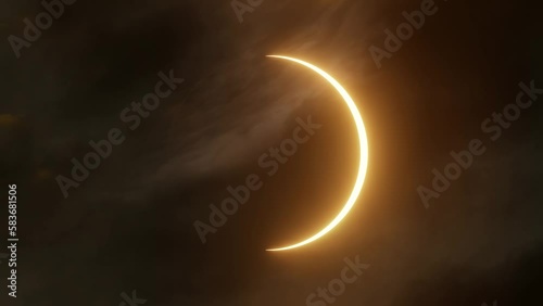 The moon about to pass in front of the sun creating a total solar eclipse. 