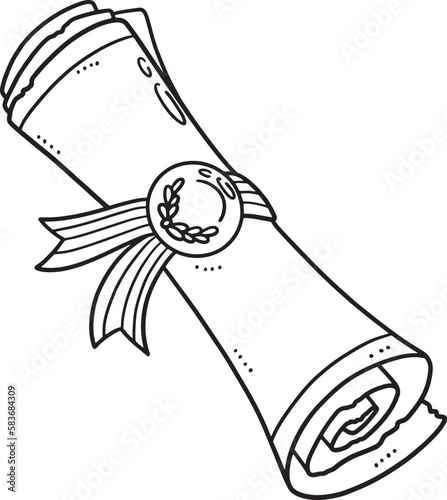 Graduation Diploma Isolated Coloring Page for Kids