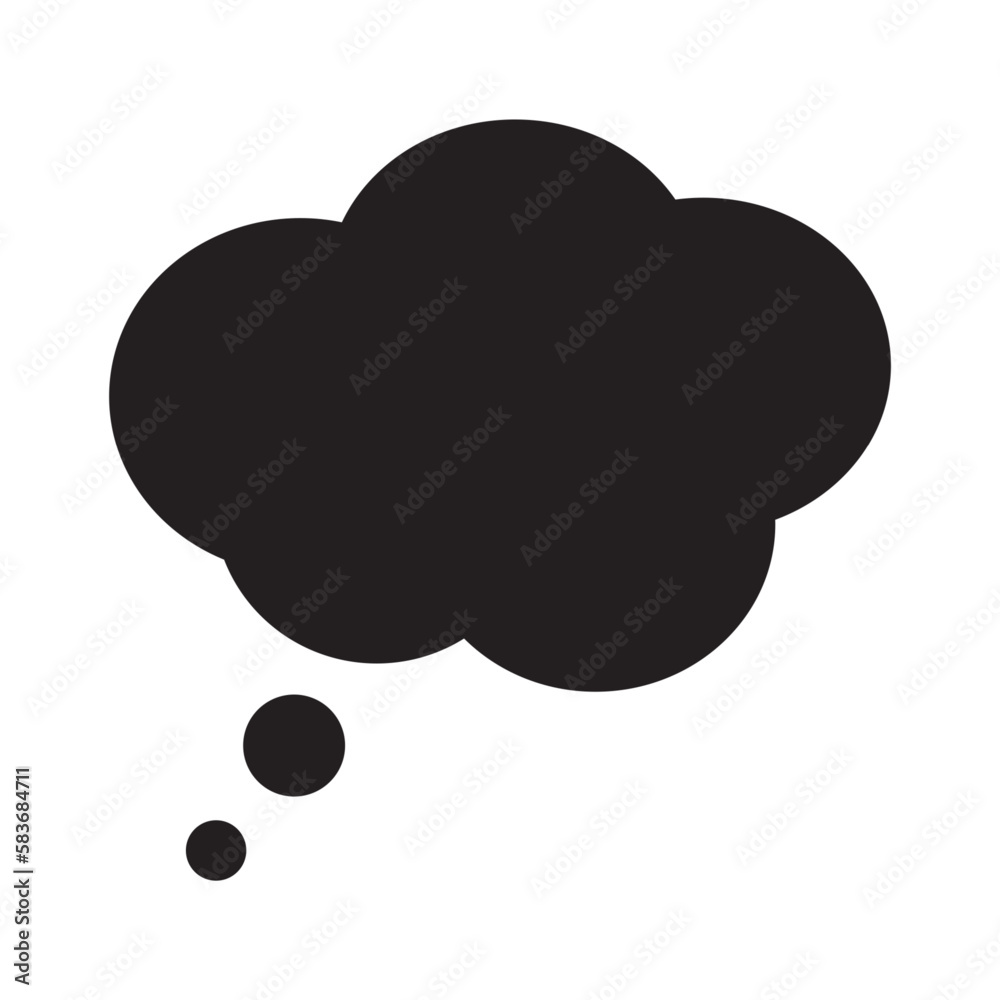 Flat icon with black thought icon on light background. Flat vector illustration. Chat icon Flat icon with black thought icon on light background. Flat vector illustration. Chat icon