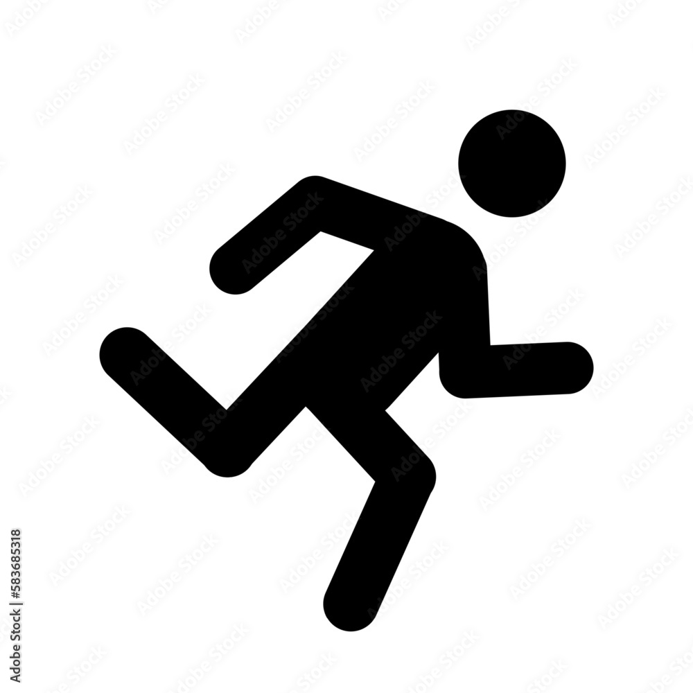 Running man icon black isolated on white background