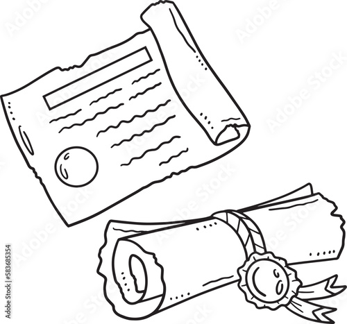 Graduation Diploma Isolated Coloring Page for Kids