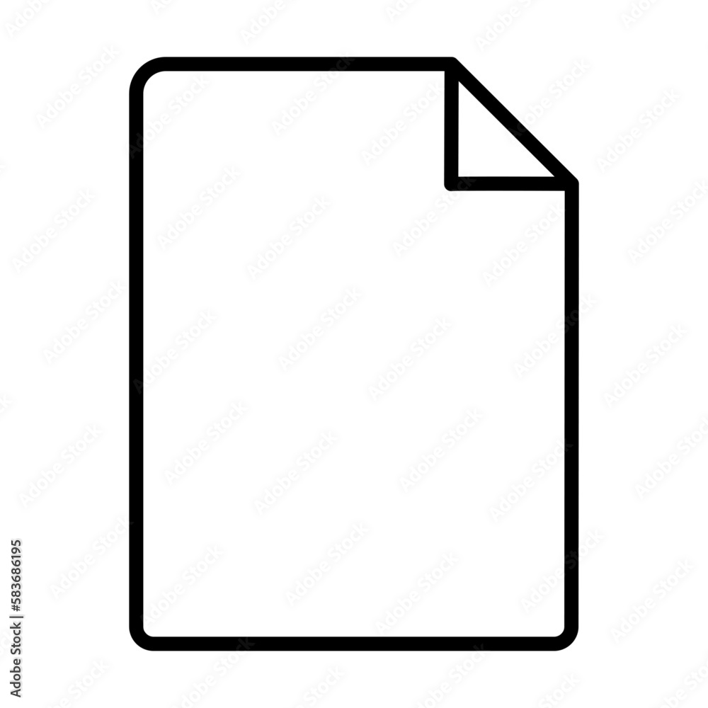 Paper line document icon. Isolated Black symbol. Vector illustration on white Paper line document icon. Isolated Black symbol. Vector illustration on white