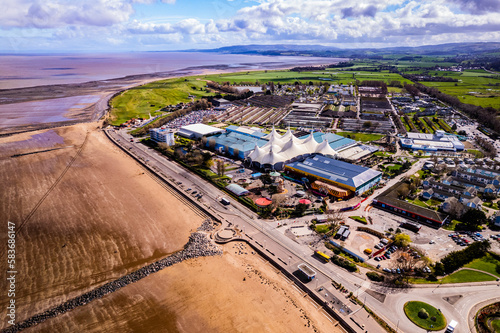 Aerial shot of Butlins Holiday resort and beachfront, Minehead. UK photo