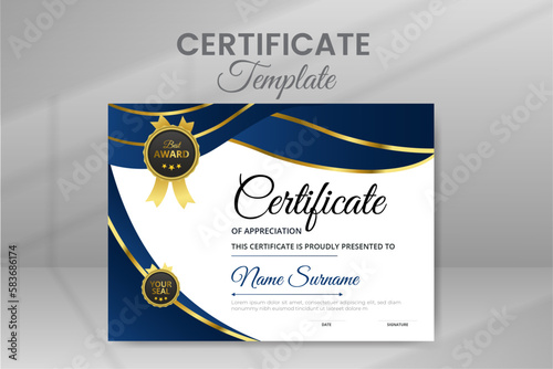 Appreciation and Achievement Modern Certificate Template Design