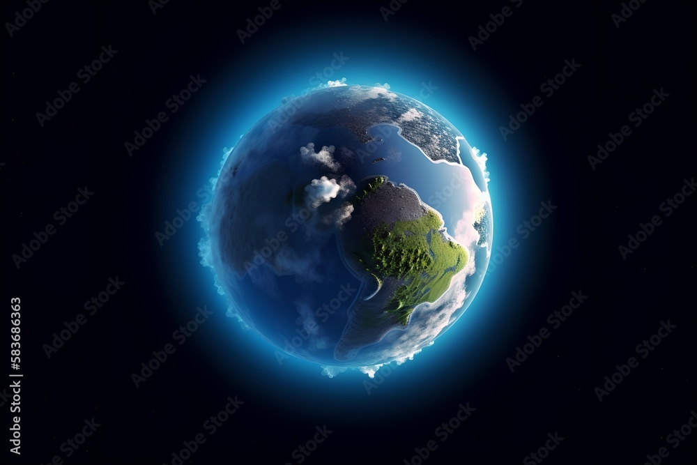Planet Earth in space 3D illustration, world earth day background, generative ai illustration Planet Earth in space 3D illustration, world earth day background, generative ai illustration