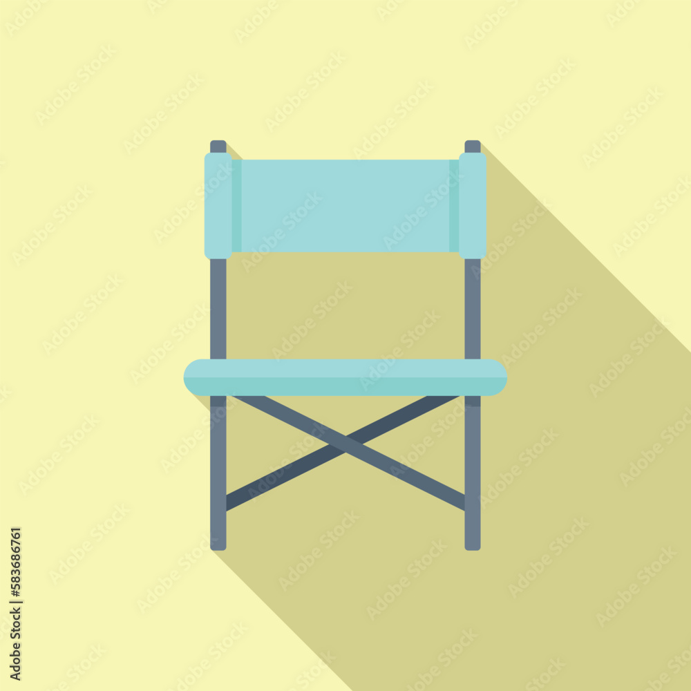 Camp chair icon flat vector. Travel equipment. Activity extreme