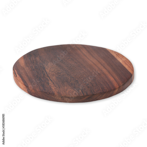 Wooden round board isolated over white background