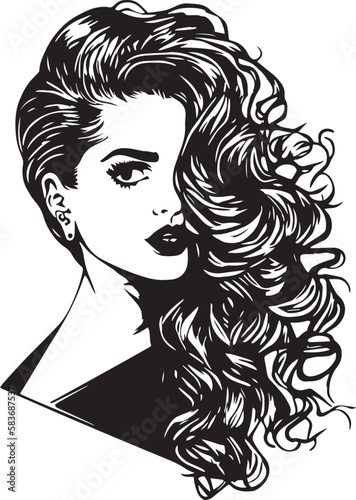 Beautiful woman with long hair Vector art illustration