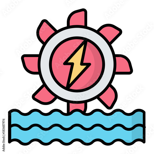 Water Energy Line Color Icon