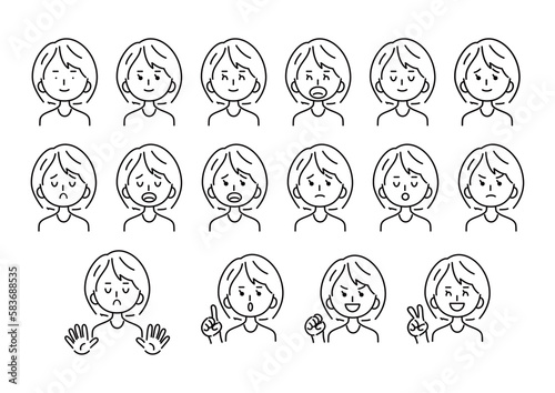 女性の表情アイコン