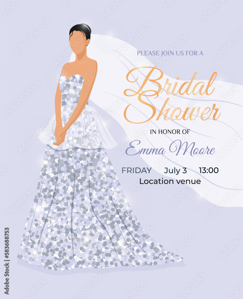luxurious Bridal Shower invitation card with Bride luxurious Bridal Shower invitation card with Bride
