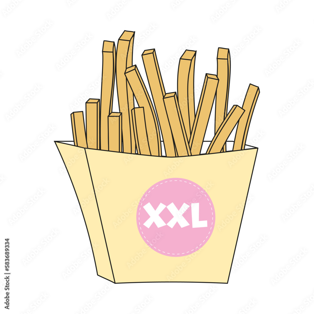 Free vector fries xxl size illustration