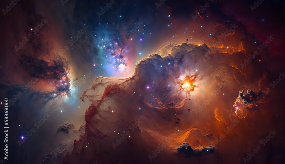 Obraz premium epic shot of planets and asteroids in nebulae. Generative AI