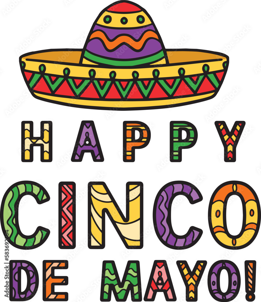 Happy Cinco de Mayo Cartoon Colored Clipart 