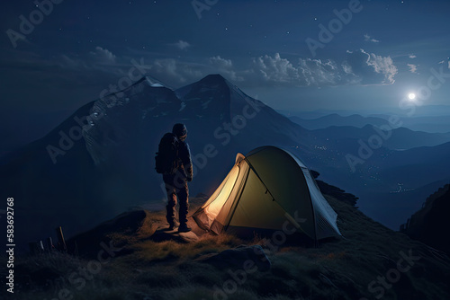 camping in the mountains at night - made with generative ai
