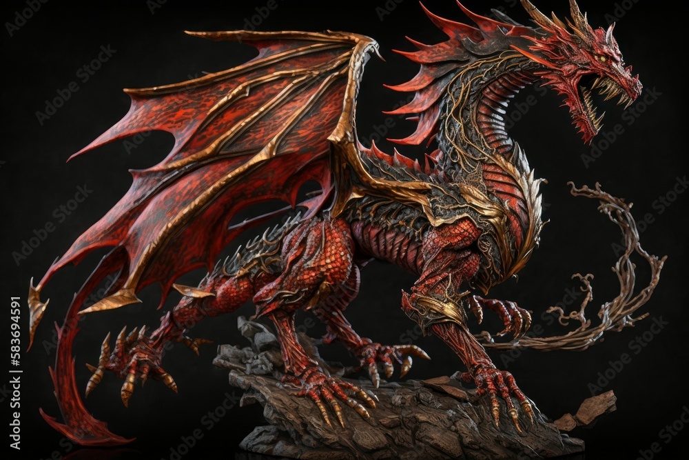 Chinese fire-breathing Dragon, selective focus. AI generated, human enhanced Chinese fire-breathing Dragon, selective focus. AI generated, human enhanced