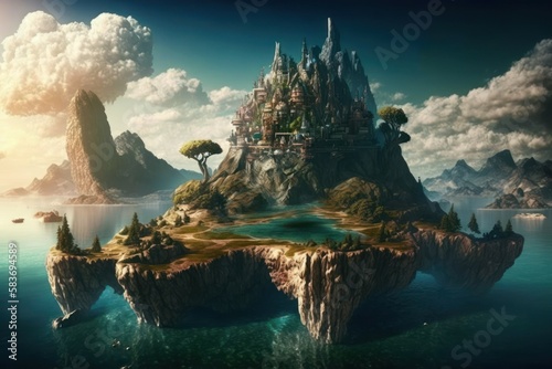 Fantasy landscape. Fairy tale atmosphere. AI generated