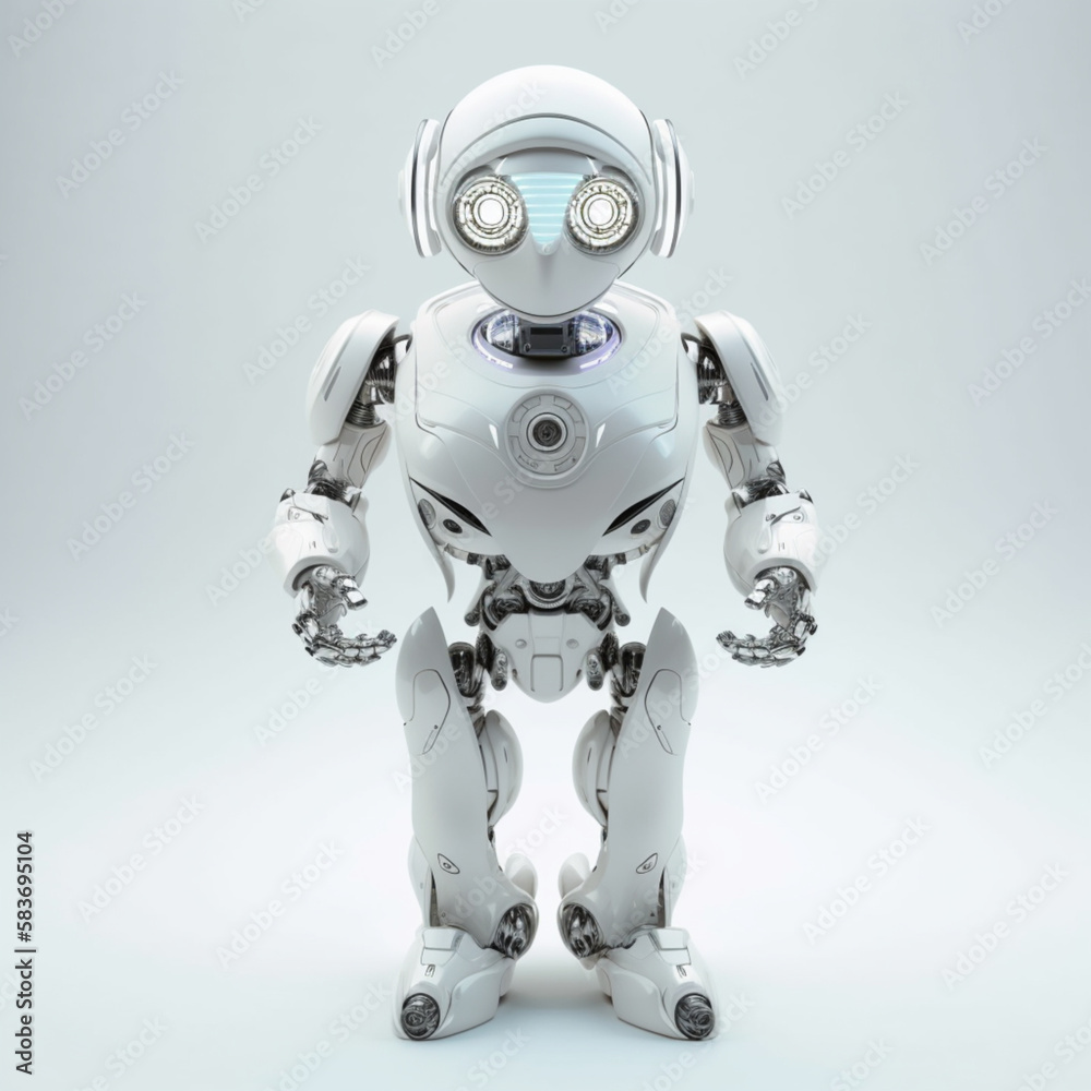 Generative ai illustration. A robot with blue eye and lights Generative ai illustration. A robot with blue eye and lights
