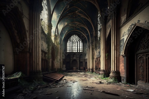 Vacant Nave Where Prayers Once Echoed in Harmony  Generative AI