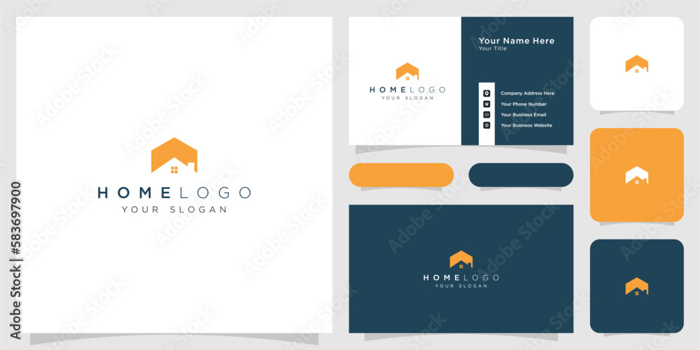 house home roof logo vector icon business card template