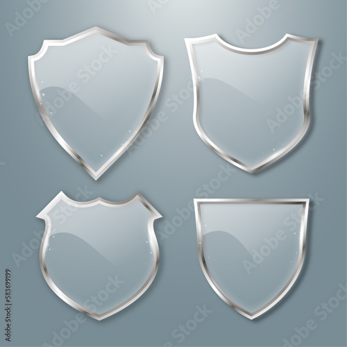 set of shinny glass shields