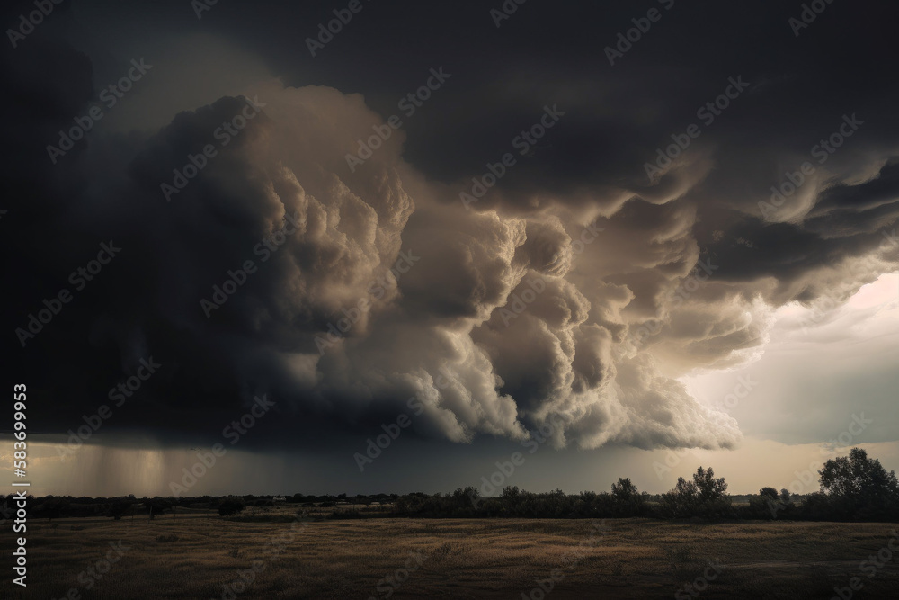 Photorealistic ai artwork of spectacular storm clouds. Generative ai.