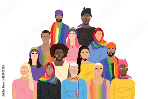 Group of LGBT people on white background. Banner for design