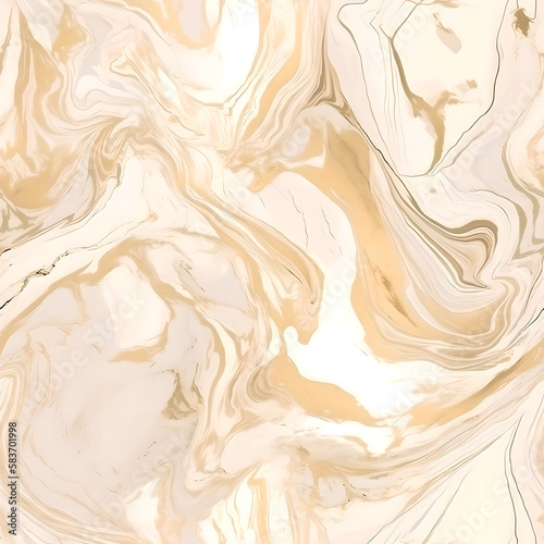 gold and cream colors marble seamless texture (ai generated)