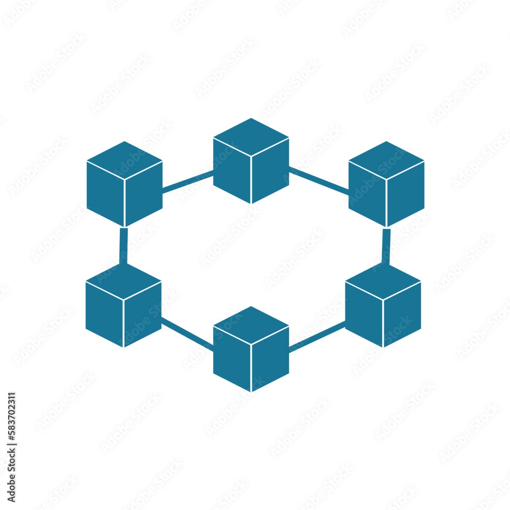 Blockchain icon. Cryptocurrency blocks vector outline sign. Blockchain icon. Cryptocurrency blocks vector outline sign.