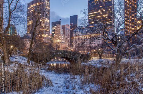 Gapstow bridge in snow, Central Park, NYC
