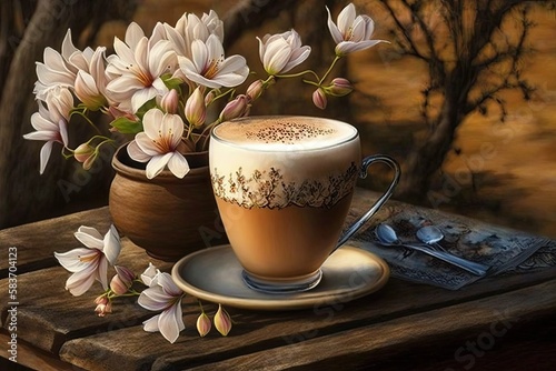 Beautiful Chai Tea Latte on...