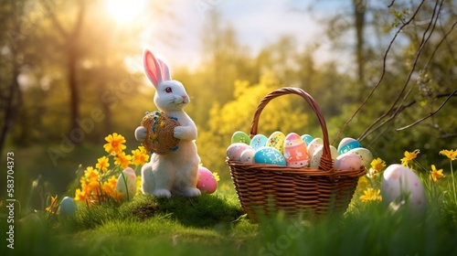easter bunny with eggs