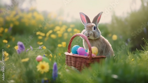 easter bunny and easter eggs