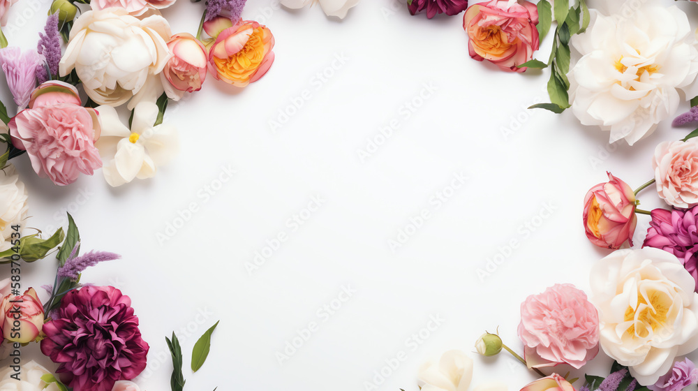 A Frame of Beautiful and Colorful Flowers A Frame of Beautiful and Colorful Flowers