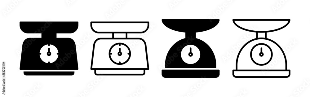 Scales icon vector for web and mobile app. Weight scale sign and symbol Scales icon vector for web and mobile app. Weight scale sign and symbol