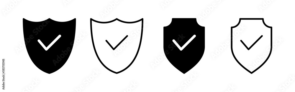 Shield check mark icon vector for web and mobile app. Protection approve sign. Insurance icon Shield check mark icon vector for web and mobile app. Protection approve sign. Insurance icon