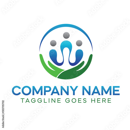 Non Profit logo with hand caring people