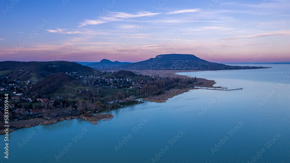 Twilight above the northwestern coastline of the Lake Balaton in Hungary. Twilight above the northwestern coastline of the Lake Balaton in Hungary.