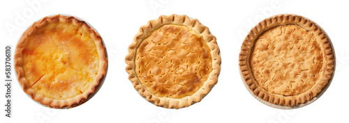 Top down view of close pie on transparent background. Generative AI