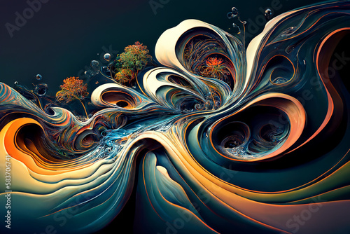 Life in flow, swirls and patterns concept. Peace and mindfulness