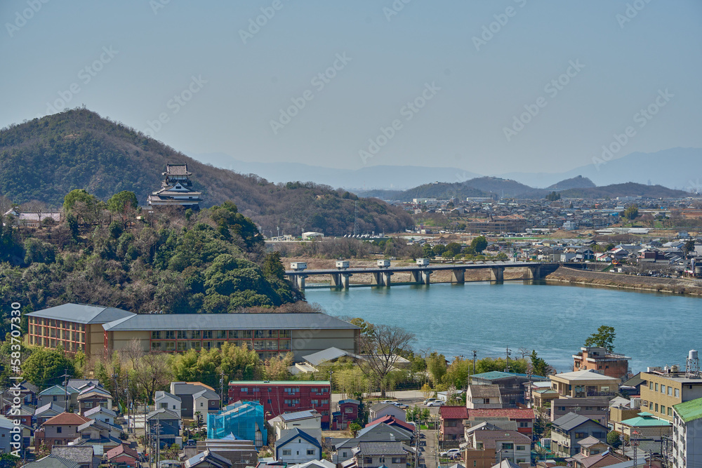 犬山成田山から見た犬山城付近の街並み