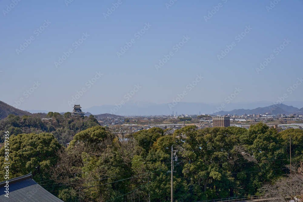 犬山成田山から見た犬山城付近の街並み