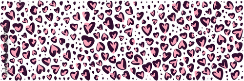 Leopard print with heart shaped stains. Vector illustration.