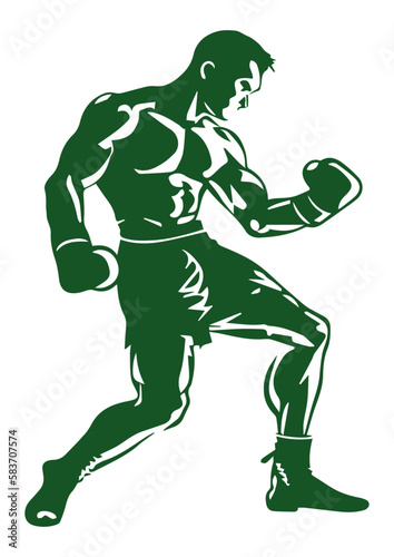 green vector silhouette of a boxer