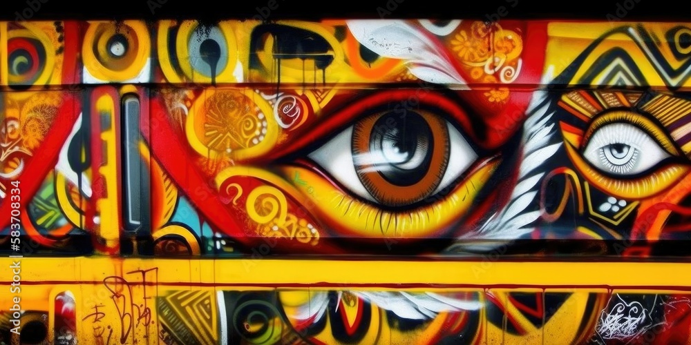 wild graffiti on train car - generative